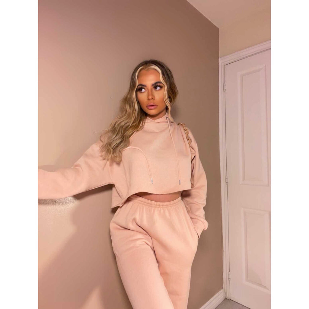 Lucie blush pink fleece lined oversized tracksuit - Celeb Threads