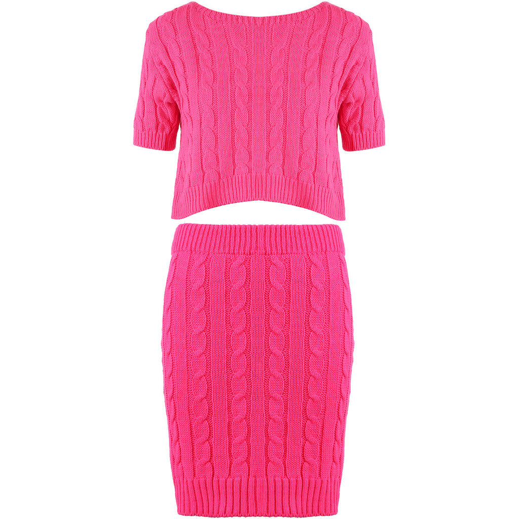 MADISON HOT PINK CABLE KNIT CO ORD - Celeb Threads