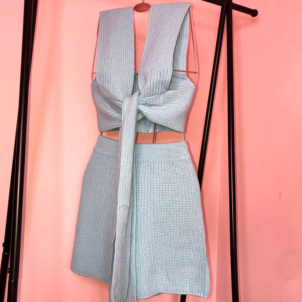 Jade Blue Multi Way Knit Co Ord Two Piece Set - Celeb Threads
