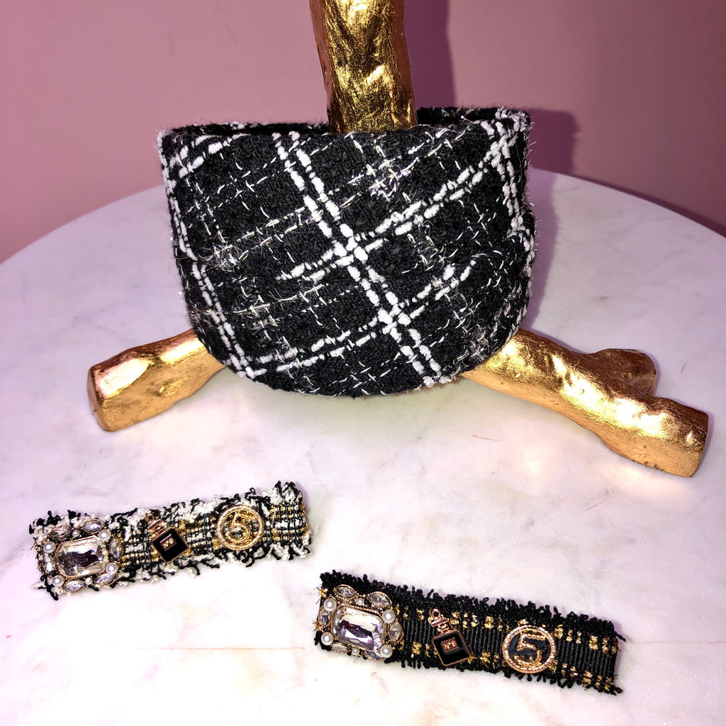 Tweed black wide headband