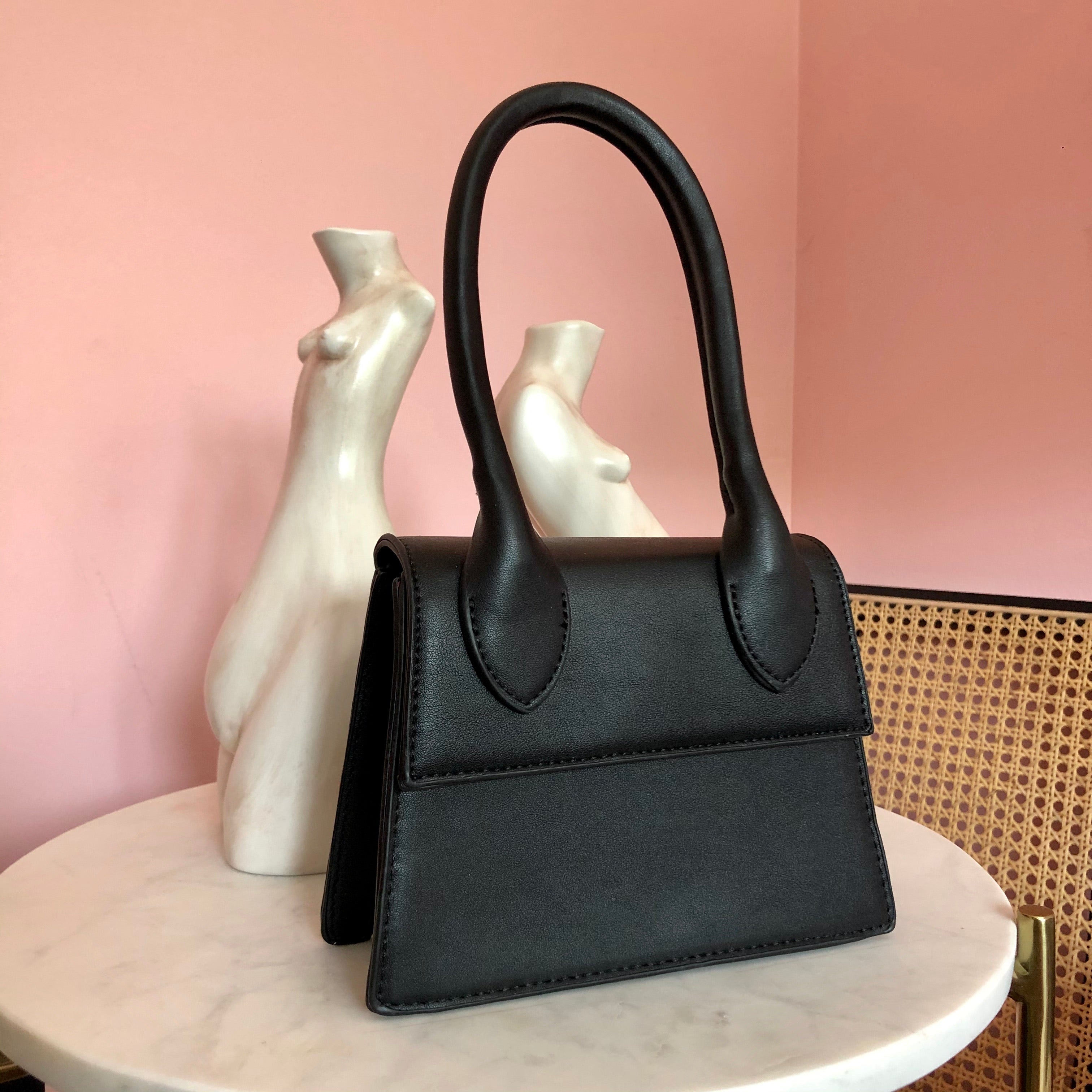 BLACK TOP HANDLE BAG
